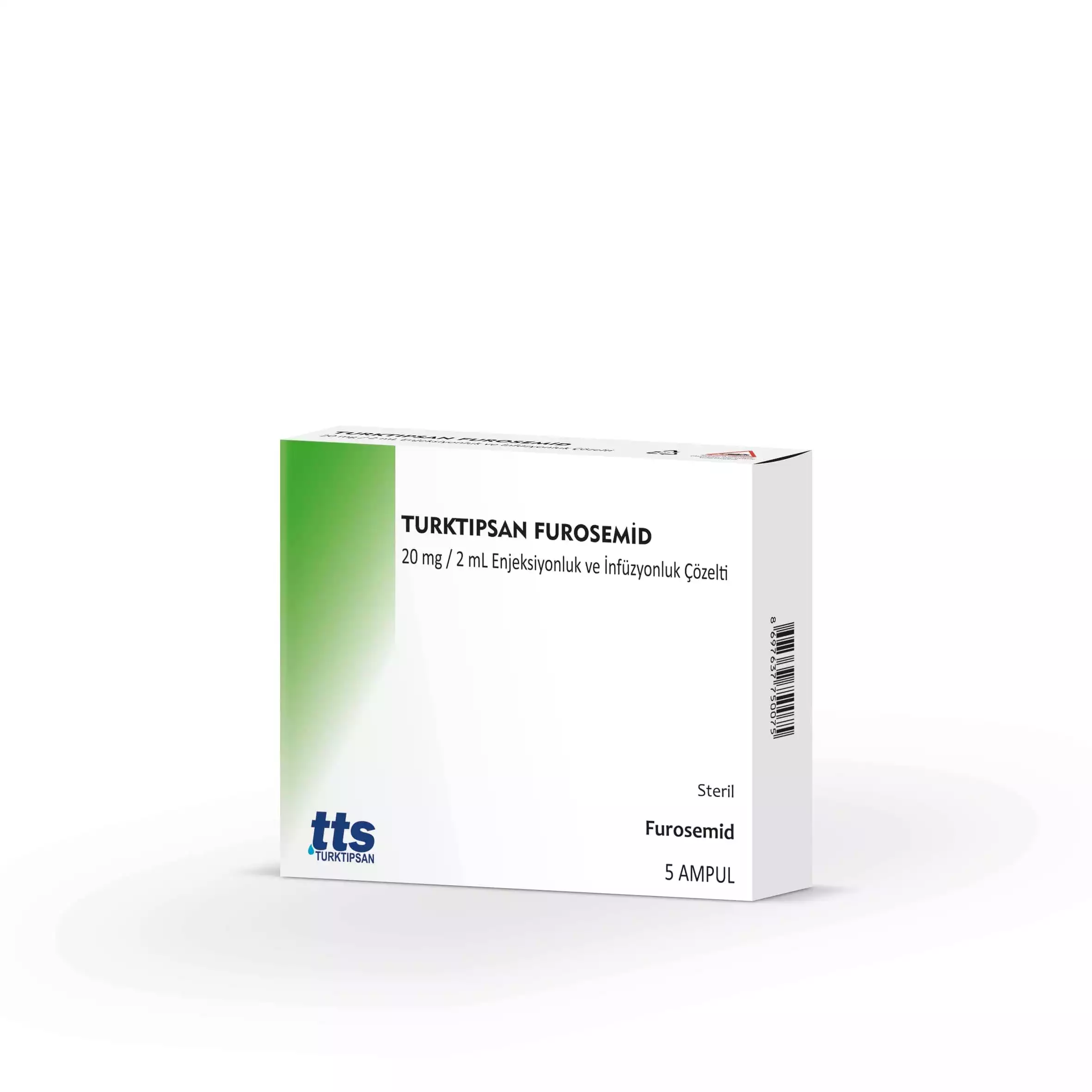 Turktipsan Furosemide 20 mg/2 mL Solution for Injection and Infusion